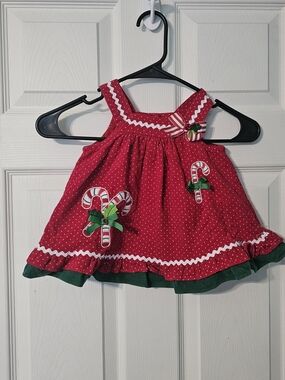 Vintage 90s Rare, Too! Red Polka Dot Corduroy Candy Cane Holiday Jumper Dress -